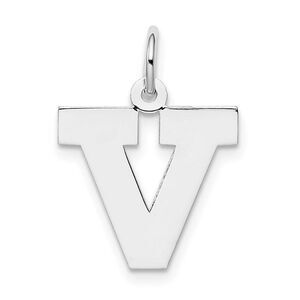 Sterling Silver Amanda Collection Medium Block Style Initial V Pendant